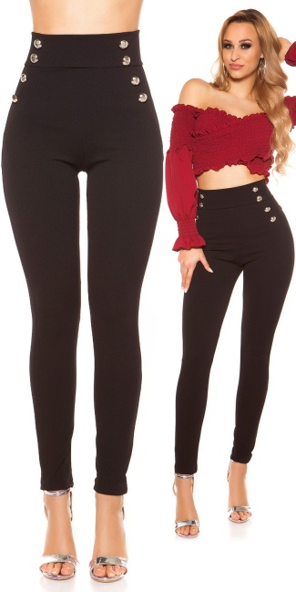 highwaist Pants with buttons Black